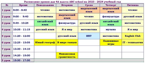 Расписание ABC school