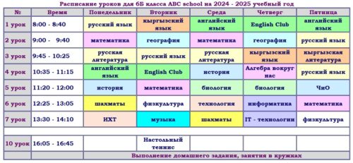 Расписание ABC school