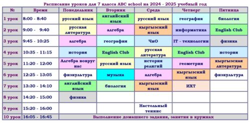 Расписание ABC school